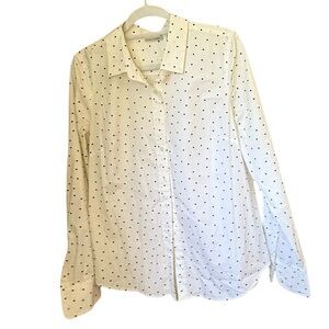 Halogen White Polka Dot Button Down Shirt